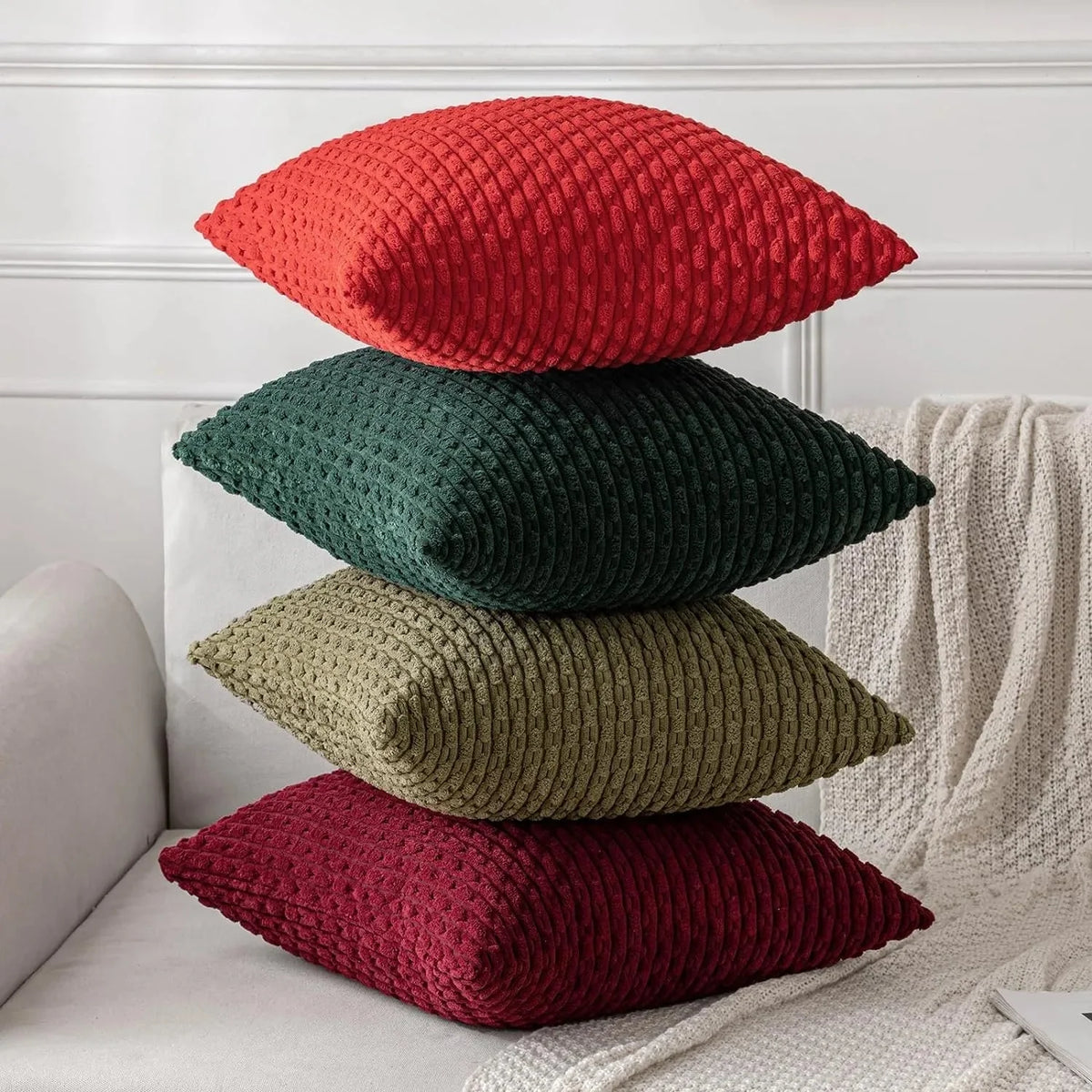 Cushion Covers Boho Ribbed Corduroy Machine Washable