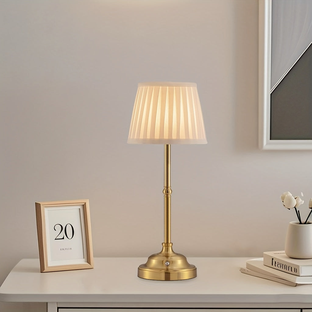 Touch Dimmable LED Table Lamp - Cordless and Rechargeable in Brass