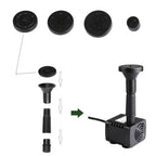 Solar Fountain Pump 4 Interchangeable Nozzles Compact & Silent