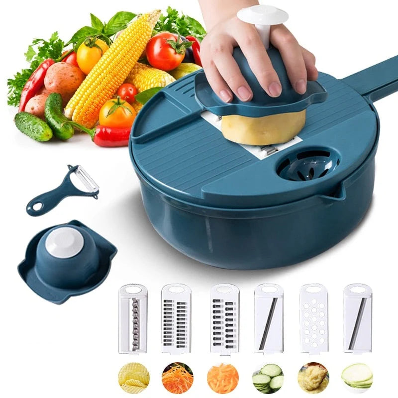 Slicer Set 12-In-1 Stainless Steel & Hidden Storage