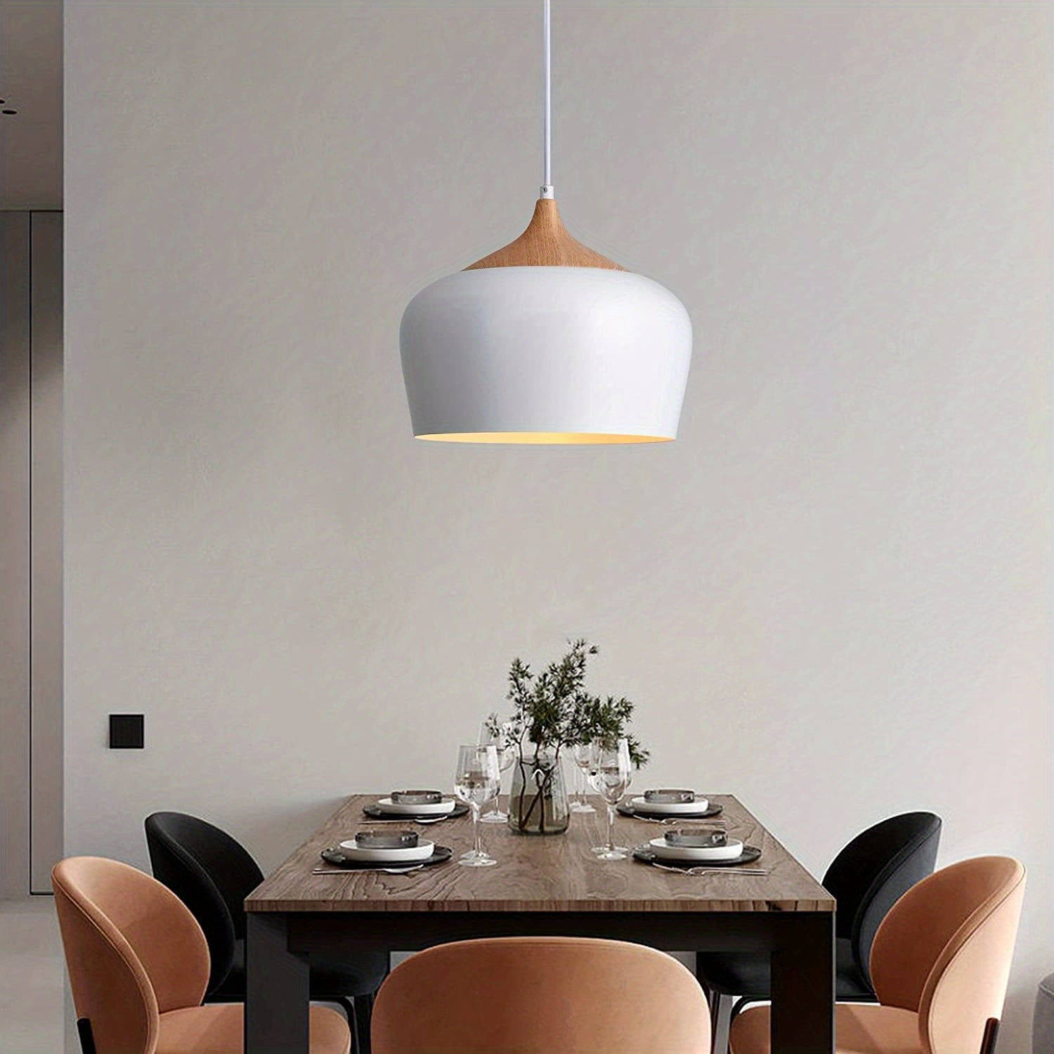 Scandinavian Style Pendant Lamp | Iron and Wood Texture Design