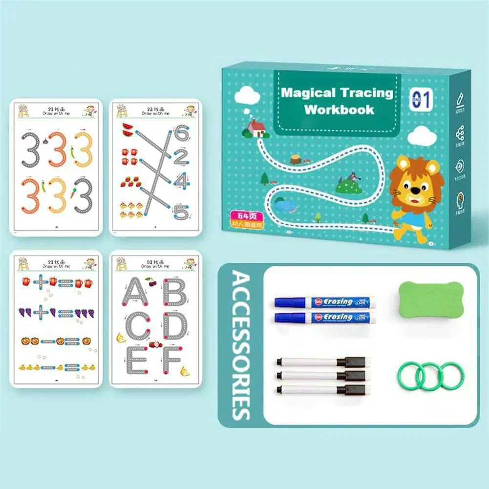 Interactive Writing Book Wipe-Clean Pages Includes Marker & Eraser