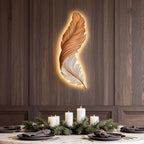 Feather-Pattern Metal Remote-Dimmable LED Wall Lamp