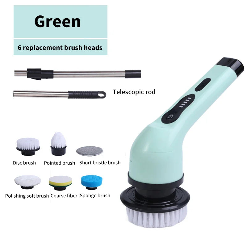Electric Spin Cleaning Brush 9 Interchangeable Heads Rechargeable