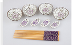 Serenity Blossom 12-Piece Ceramic Dining Set with Chopsticks