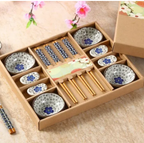 Serenity Blossom 12-Piece Ceramic Dining Set with Chopsticks