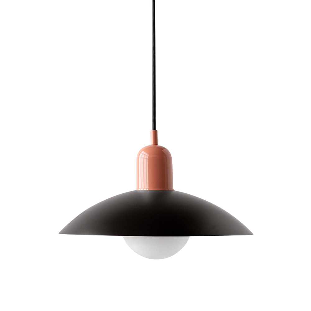 Ceiling Light Fixture with Curved Metal Shade - Hanging Design