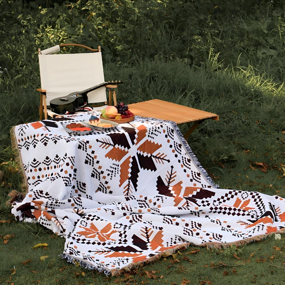 Moroccan Pattern Picnic Blanket - Boho Style Mat for Outdoor Use