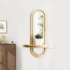 Chic Archway Wall Mirror with Built-In Wooden Display Shelf