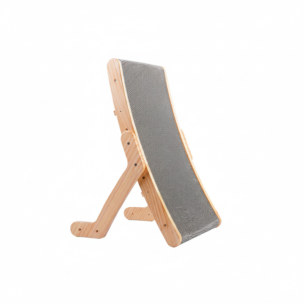 Curved Wooden Cat Lounge Bed and Scratching Board