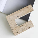 Modern Sculptural Candle Holder in Dual Travertine Design