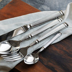 Silver Cutlery Set of 4 with Textured Grip