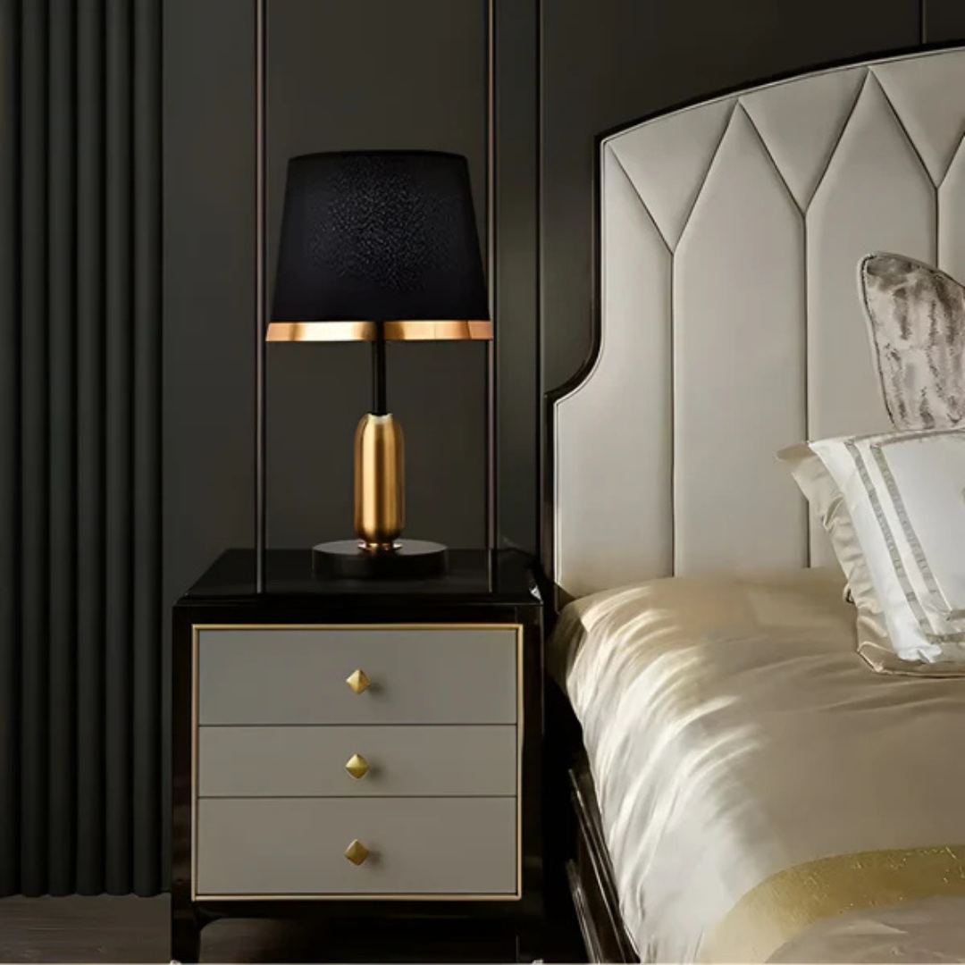 Retro-Inspired Black and Gold Table Lamp for Modern Decor