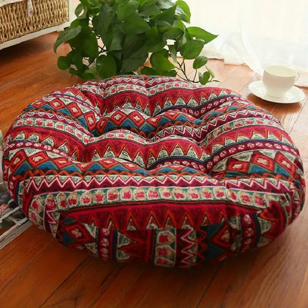 Round Floor Cushion in Cotton – Bohemian Style