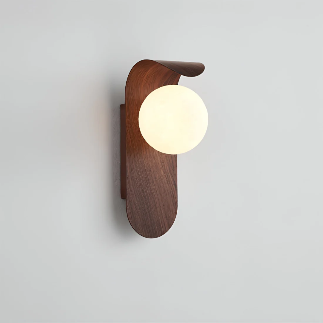 Scandinavian Minimalist Wall Lamp with LED – Wooden Design