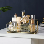 Gilded Glam 2-Tier Rotating Vanity Display for Beauty Essentials