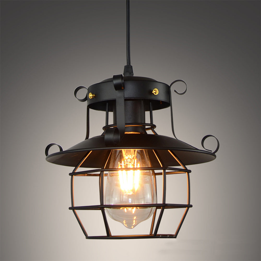 Retro Metal Cage Design Pendant Light for Industrial Style