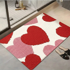 Non-Slip Polyester Entry Mat with Heart Design for Doorway