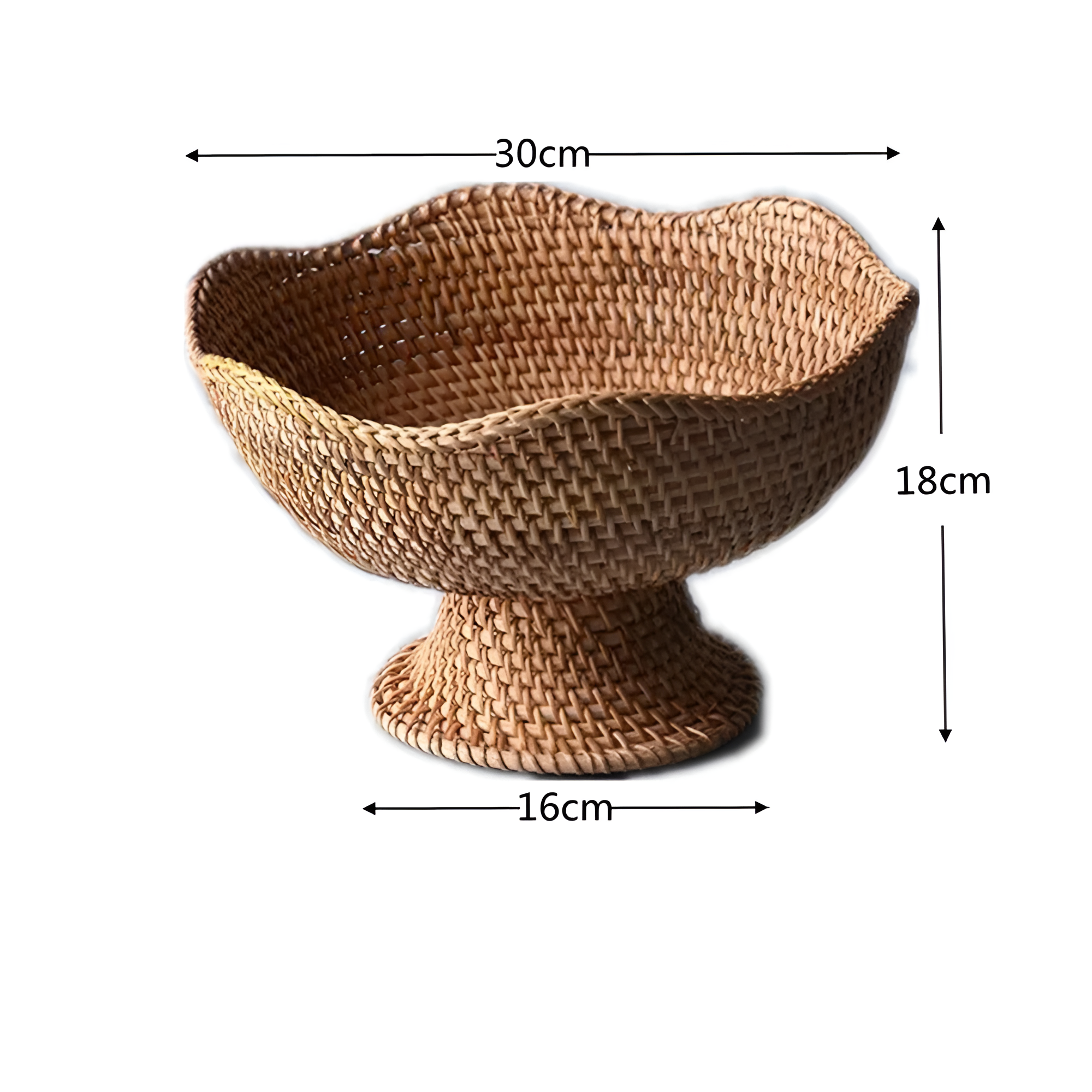 Natural Handwoven Rattan Fruit Basket for Kitchen Decoration