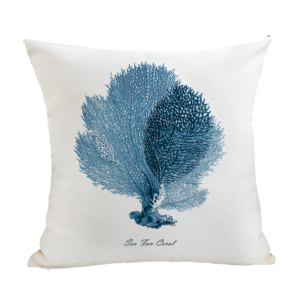 Embroidered Cushion Cover with Ocean Design