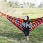 Striped Pattern Outdoor Hammock with Rope Loops