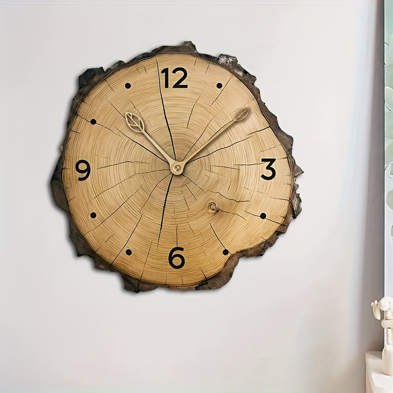 Natural Log Design Wall Clock – Rustic Wood Slice Home Decoration