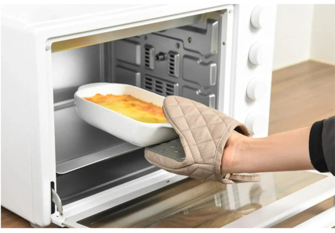 Oven Mitt Heat-Resistant Silicone & Non-Slip Fish Scale Cotton-Lined