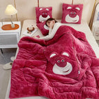 Kids Blanket & Cushion Set Plush Fleece Machine Washable