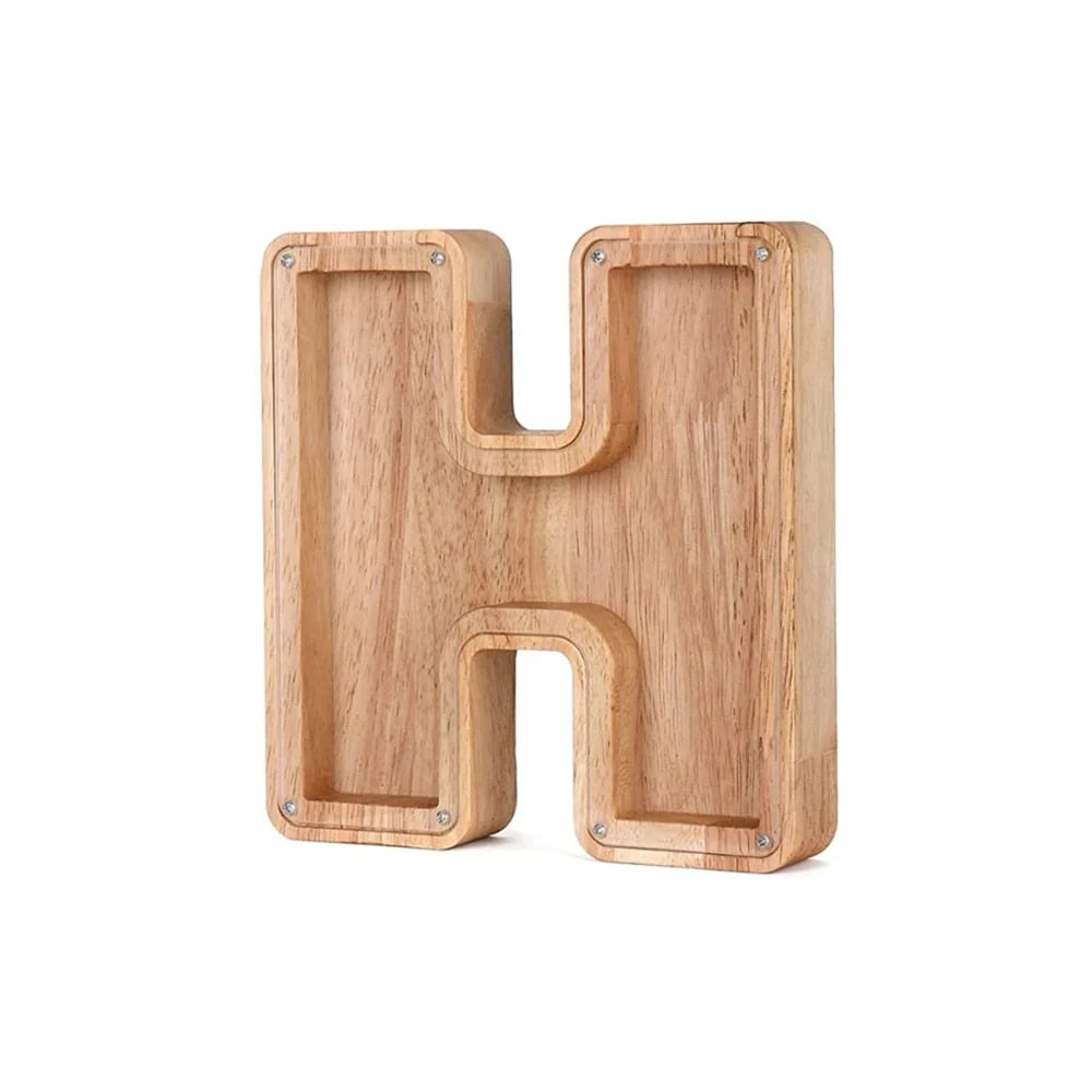 Piggy Bank Personalized Letter Sustainable Wood & Acrylic