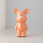 Chrome Finish Ceramic Bear Statue with Galvanized Detailing
