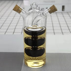 Oil & Vinegar Dispenser Dual-Chamber Glass Leak-Proof Spouts