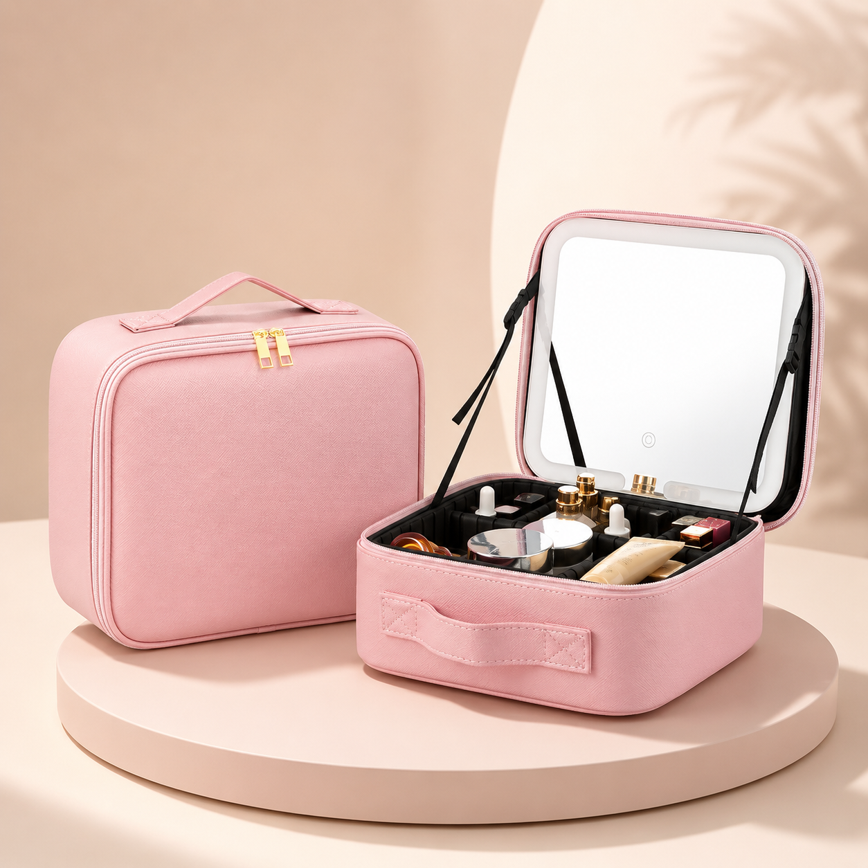 Travel Cosmetic Organizer with LED Mirror - Makeup Case for Mother's Day