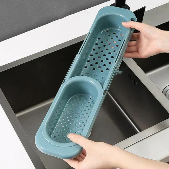 Sink Rack Telescopic Adjustable Ventilated Drainage & Towel Bar