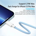USB-C To Lightning Cable Fast Charging Braided Nylon 2-Pack