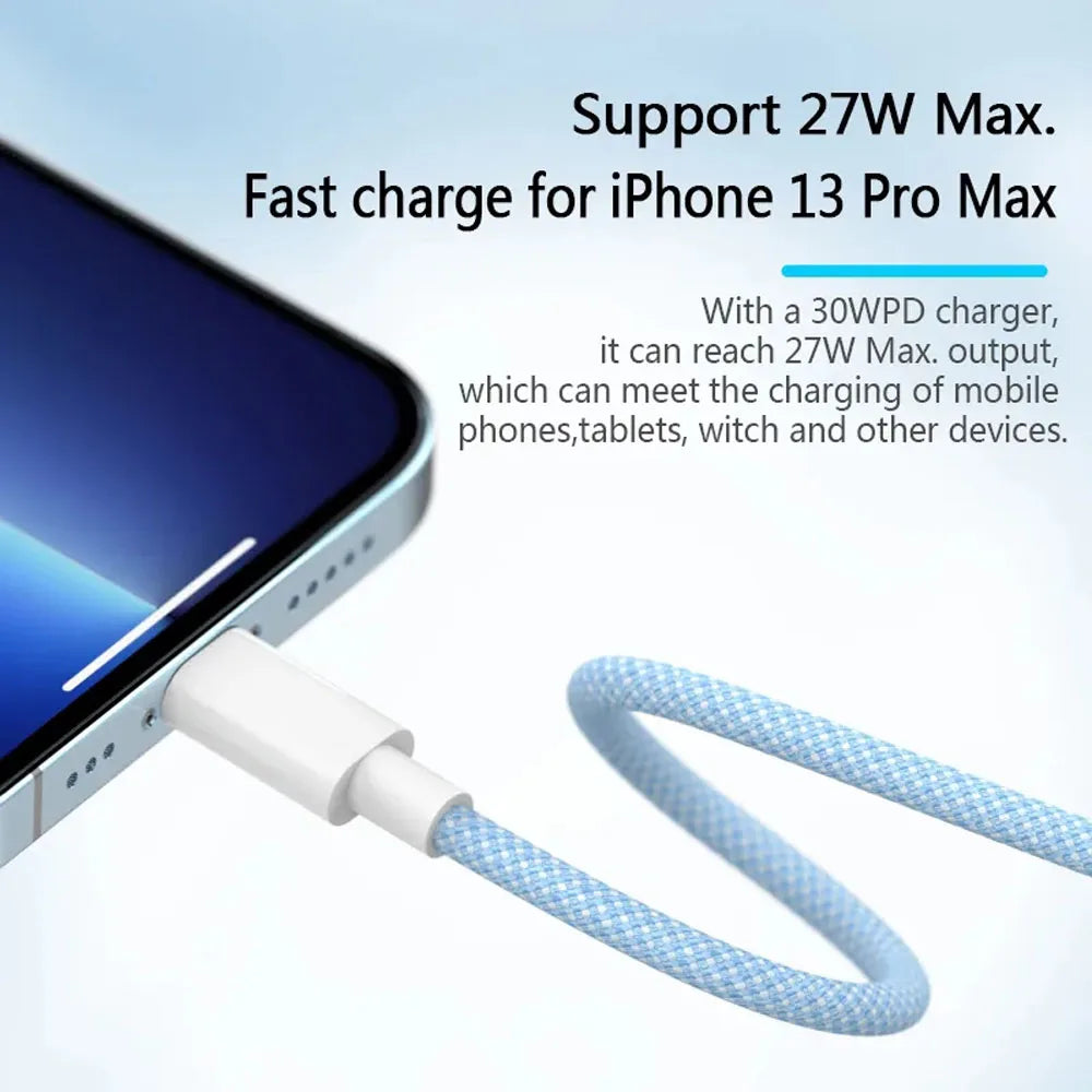 USB-C To Lightning Cable Fast Charging Braided Nylon 2-Pack