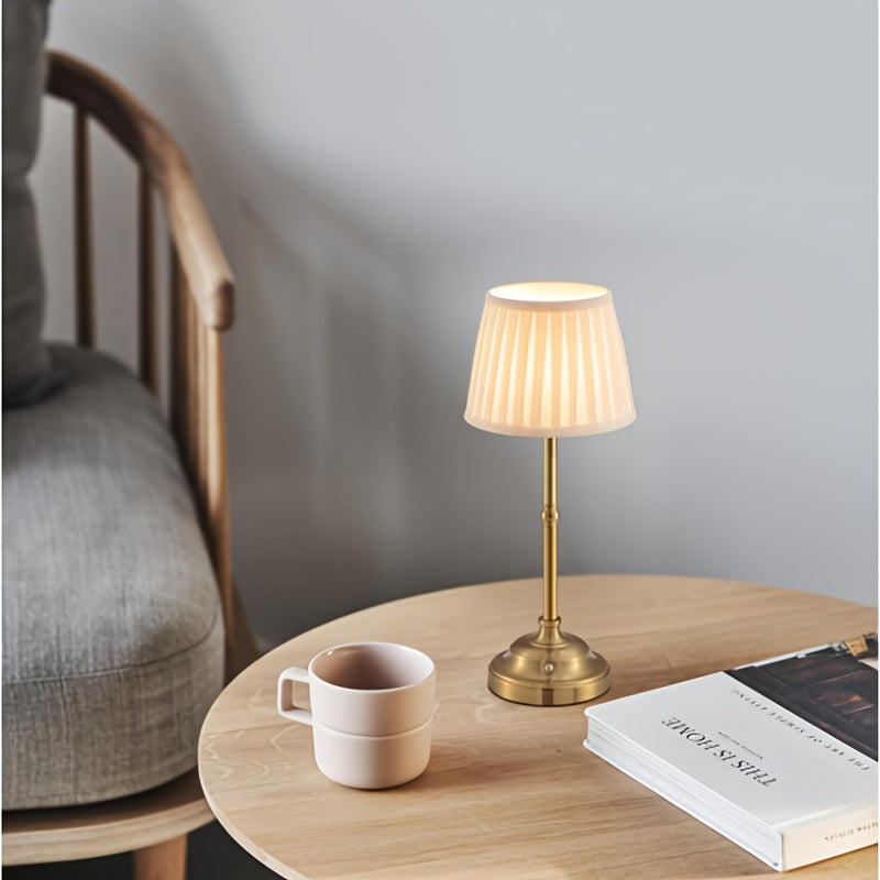 Touch Dimmable LED Table Lamp - Cordless and Rechargeable in Brass