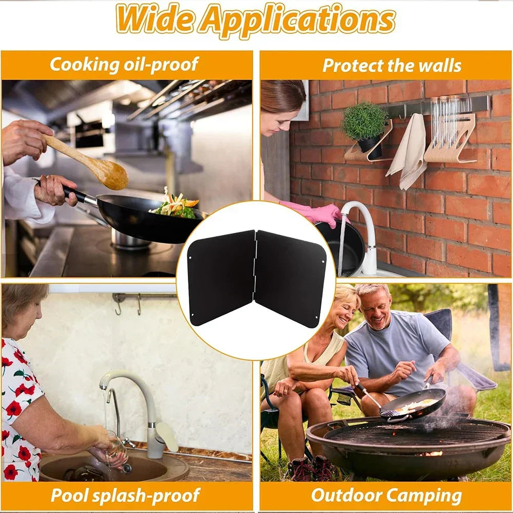 Stovetop Splash Guard Stainless Steel Foldable Panels