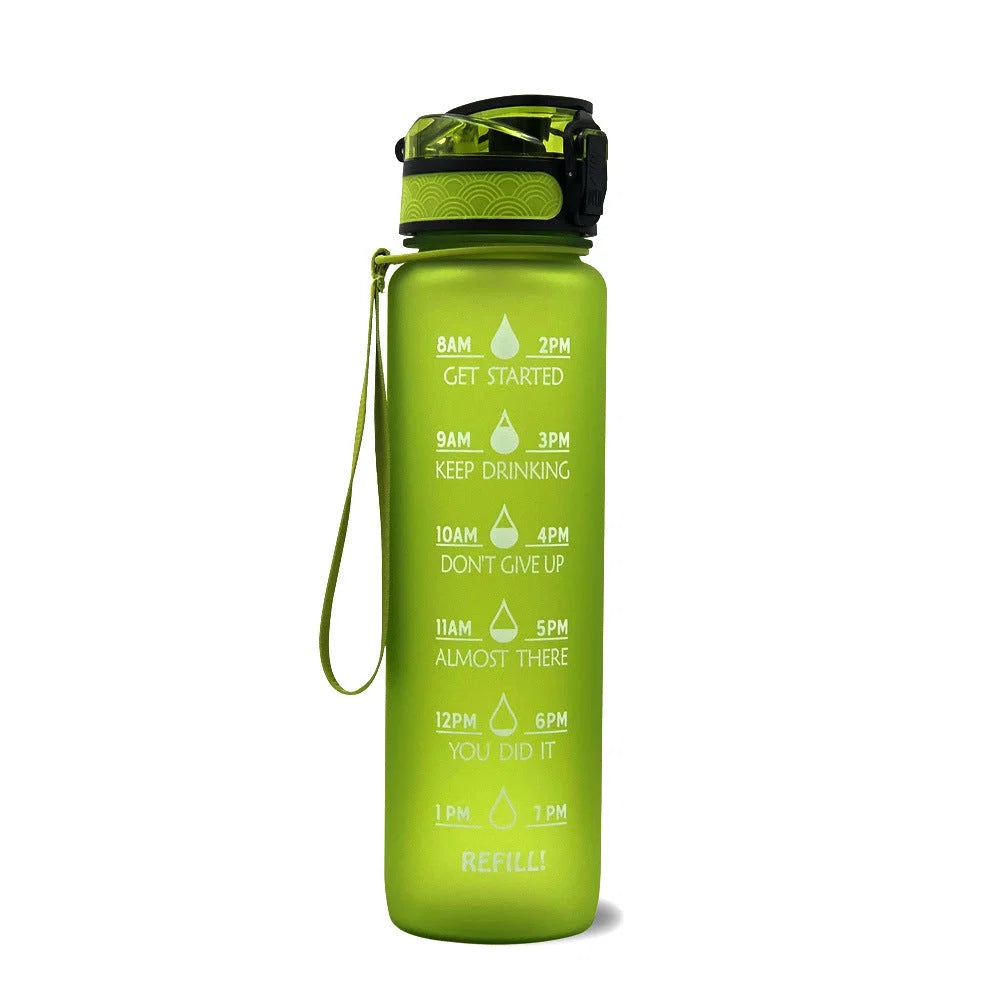 Water Bottle Timeline Markings Built-In Straw 1L Capacity