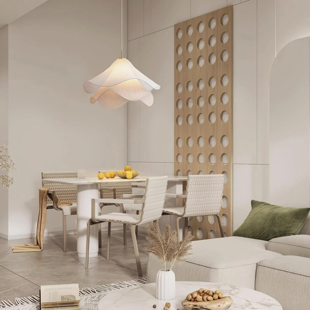 Height-Adjustable Fabric Shade 3000K LED Pendant Lamp