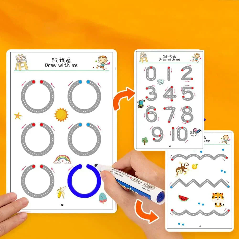 Interactive Writing Book Wipe-Clean Pages Includes Marker & Eraser
