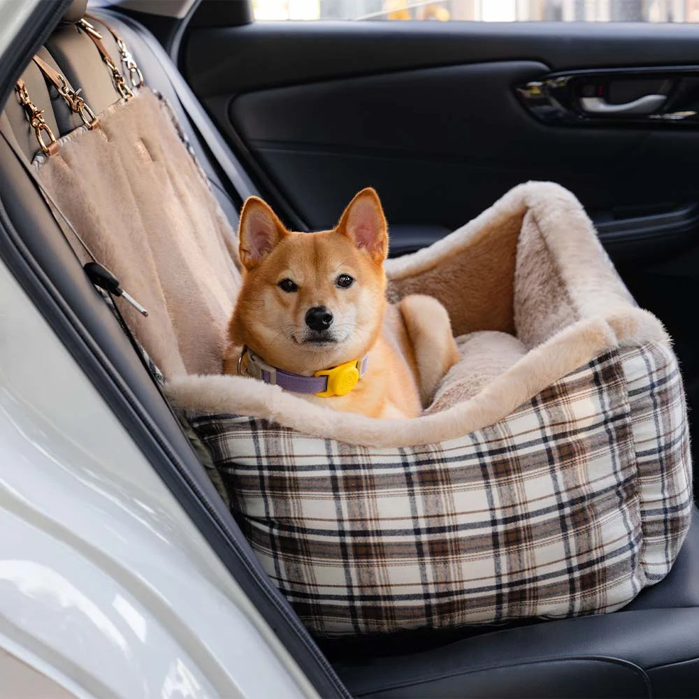 Dog Car Seat Plush Non-Slip Base & Adjustable Straps