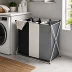 Foldable Aluminum Frame Laundry Sorter (3 Removable Bags)
