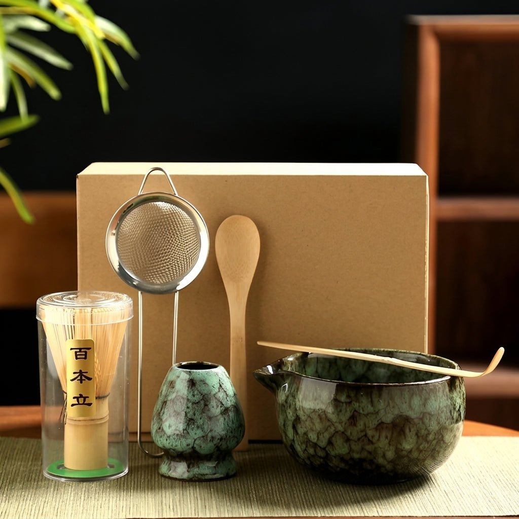 Ceramic Bowl Tea Set for Matcha – 6-Piece Japanese Collection