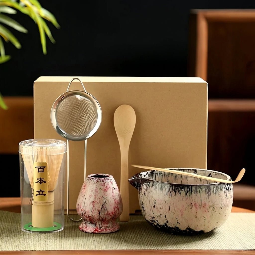 Ceramic Bowl Tea Set for Matcha – 6-Piece Japanese Collection