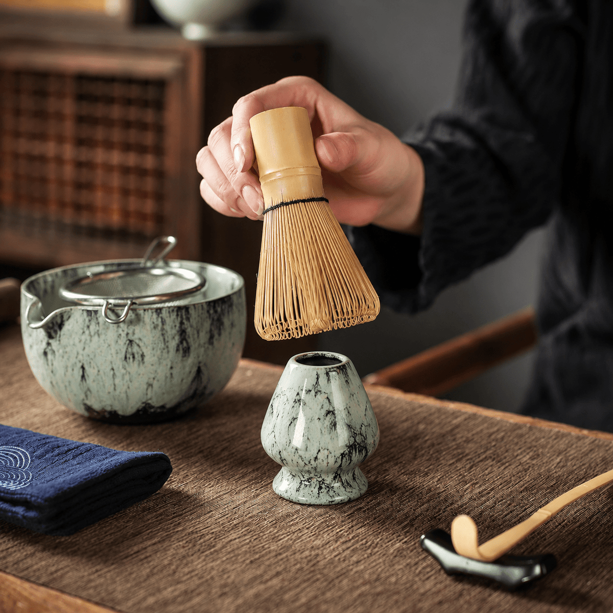 Ceramic Bowl Tea Set for Matcha – 6-Piece Japanese Collection