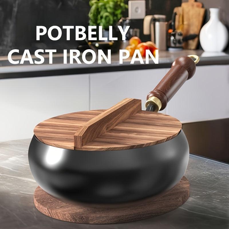 Stalwart Cast Iron Deep Frying Pan with Lid for Versatile Cooking