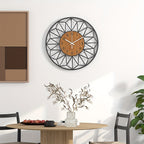 Contemporary Wall Clock with Wooden Grain Center Accent