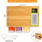 Multifunctional Kitchen Prep Station with Bamboo Cutting Board and Storage Trays