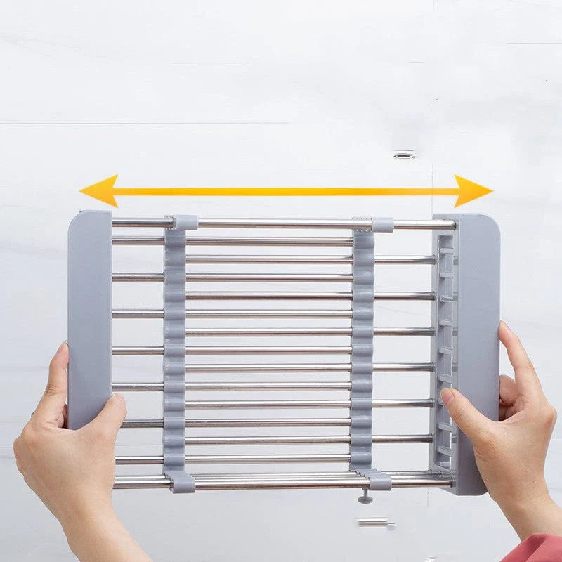 Over-Sink Dish Drainer Adjustable Stainless Steel & Non-Slip