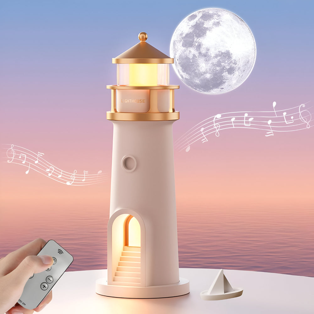LED Lamp for Room Decor with Lighthouse Night Light Projection